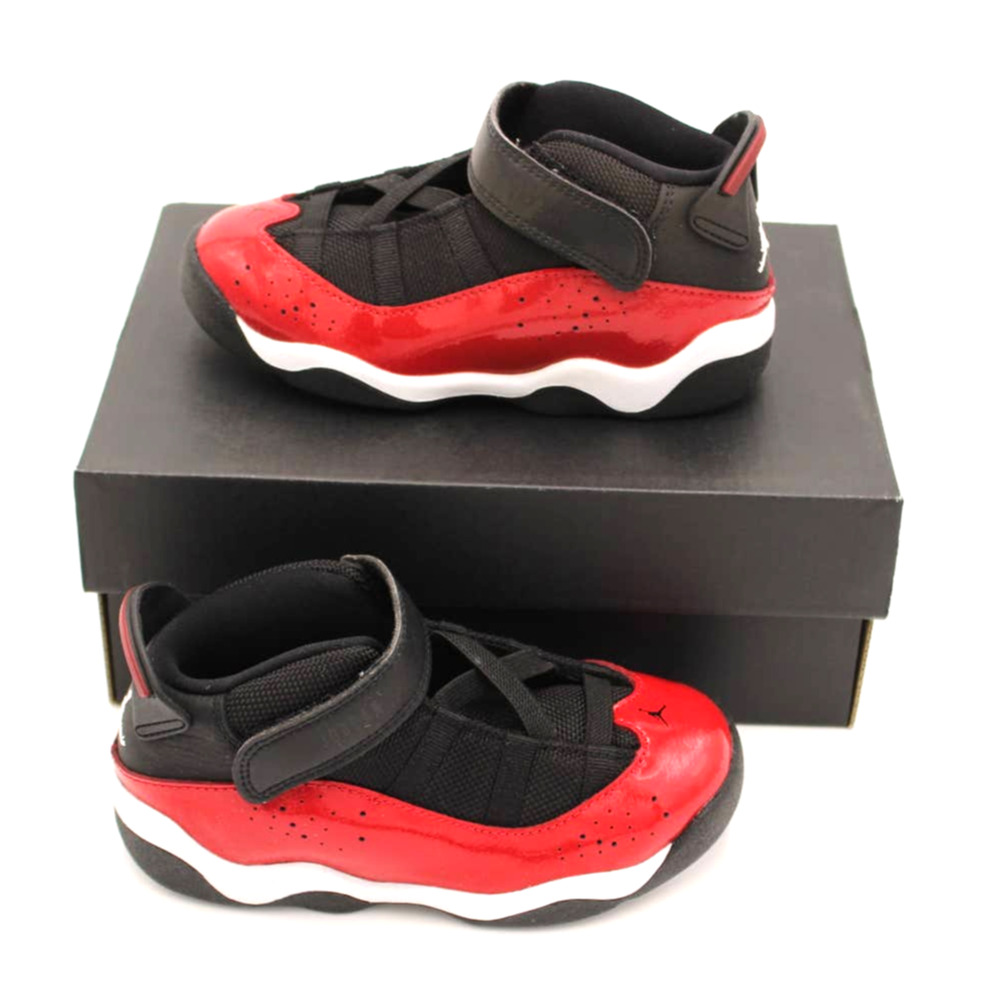 Air Jordan 6 Rings (TD) Black/ White-GYM RED Size 9C Toddler Boy 05 "323420 060"